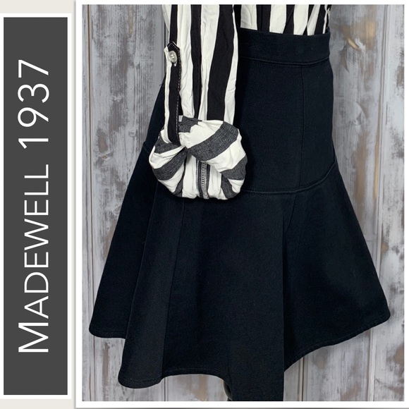 Madewell Skater Flared Skirt Jacquard Pleated Black - Picture 3 of 6